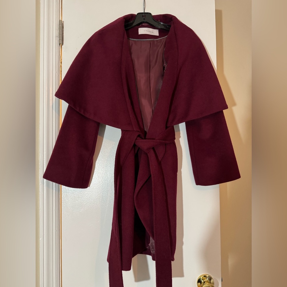 Tahari Cocoon Wool Blend Topper, XS, Like New, Burgundy